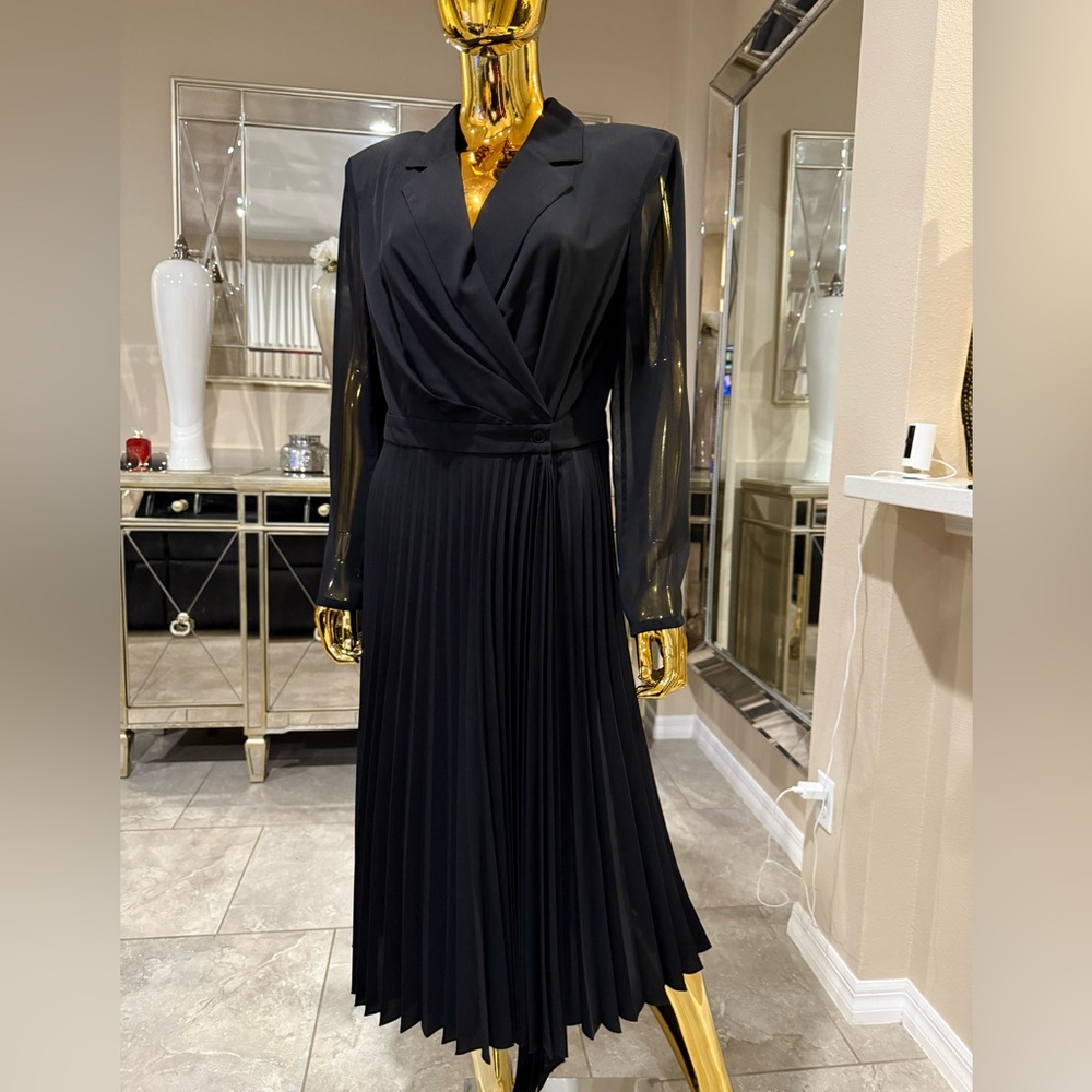 Sandro Black Sheer Sleeve Dress